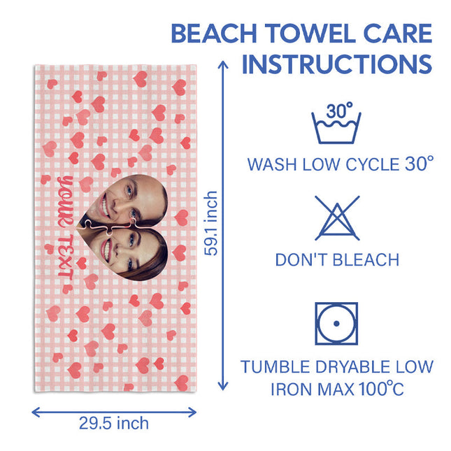 Custom Photo Love Filled Summer - Couple Gift - Personalized Custom Face Beach Towel