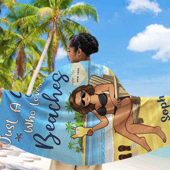 Just A Boy&Girl Who Love Beaches - Summer Gift - Personalized Custom Beach Towel