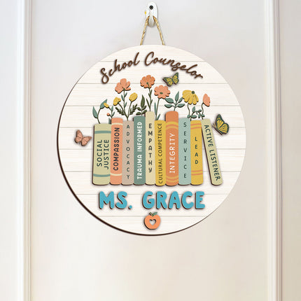 Personalized School Counselor Door Hanger Gift For Teacher