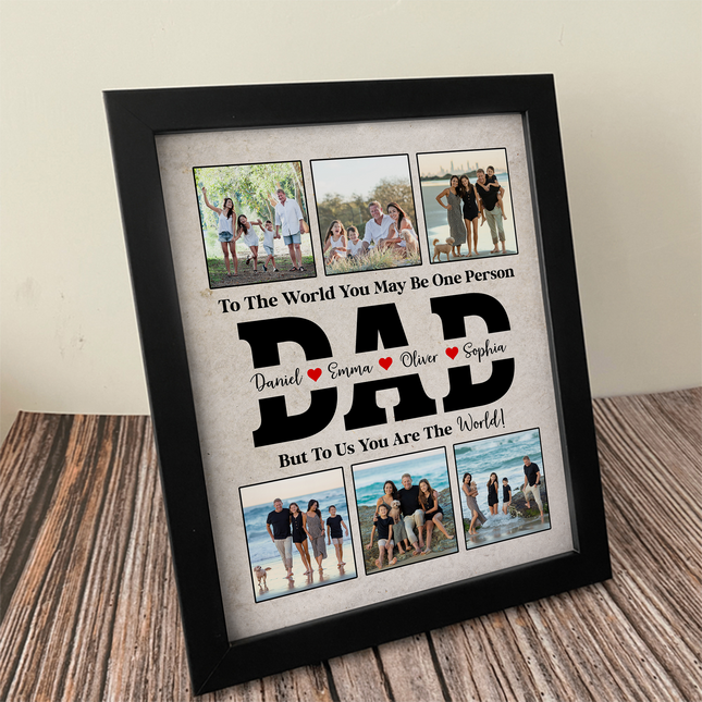 Custom Photo To Me You Are The World Picture Frame Father's Day Gift