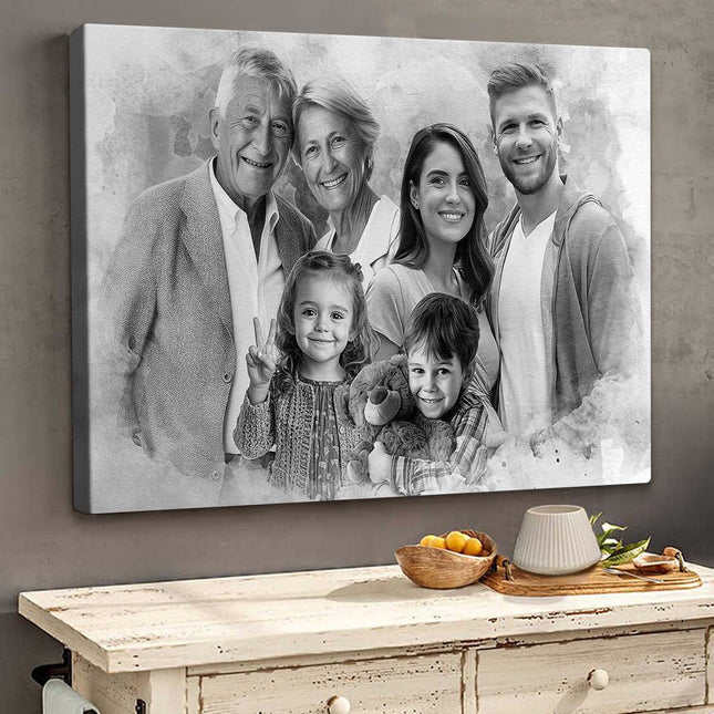 Custom Combine Photo Loved One, Family Portrait From Different Photos - Memorial Gift For Family Member