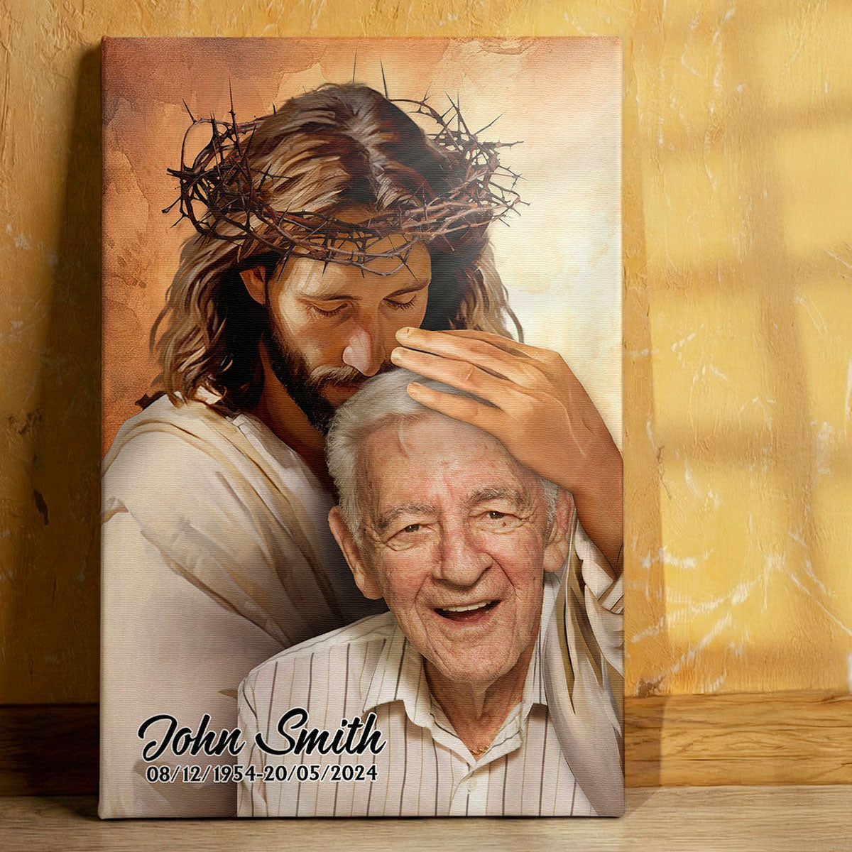 Custom Photo Portrait Safe In The Arms Of Jesus - Memorial Gift For Family Members, Grandma, Grandpa