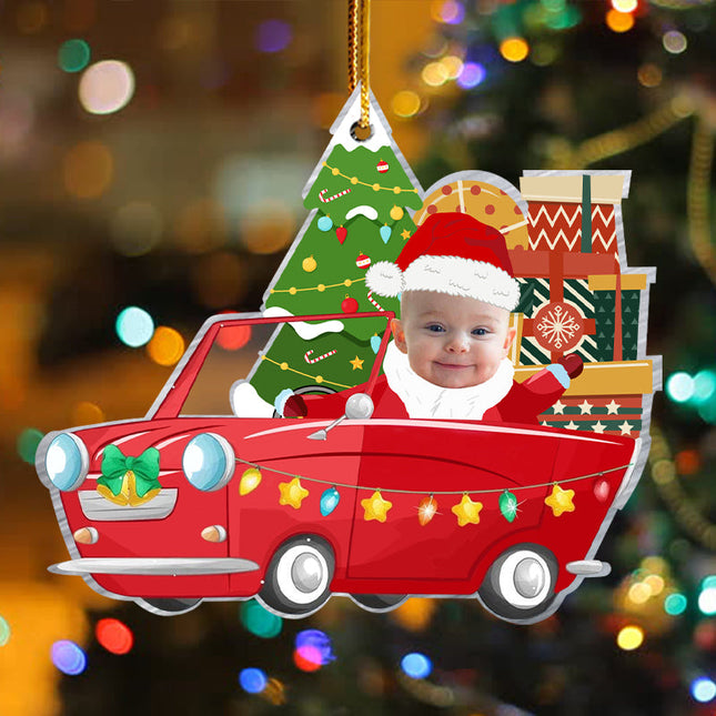 Kid Christmas Car, Personalized Acrylic Photo Ornament,  Christmas Gifts for Kids