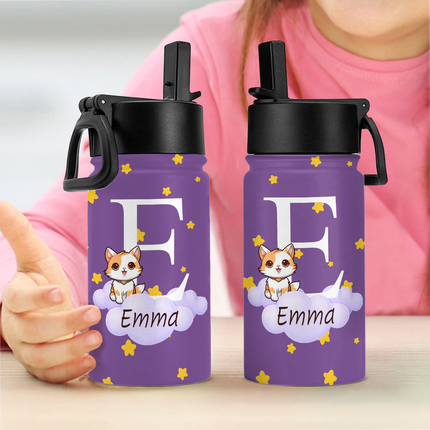 Custom Kid Name Cute Animal Kid Water Bottle Back To School Gift
