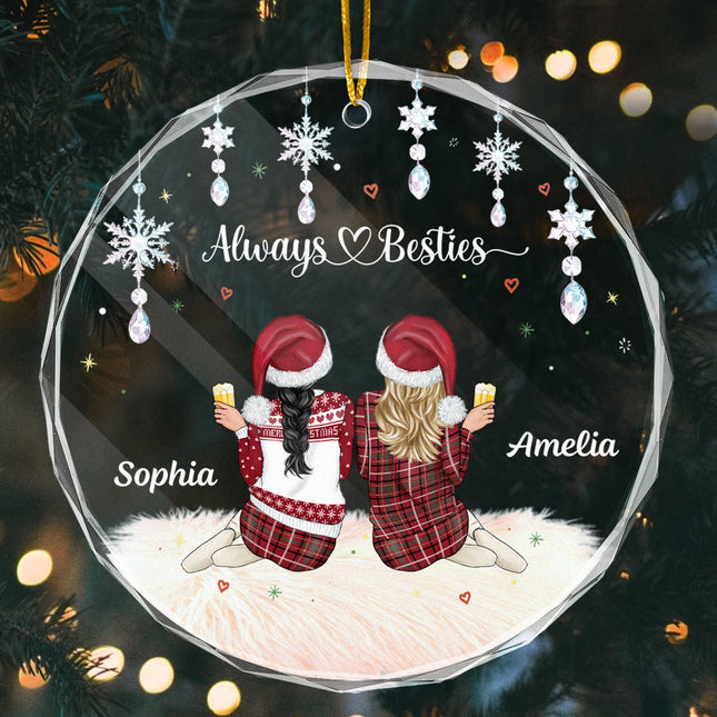 Always Besties - Personalized Glass Ornament - Gift For Bestie, Friend, Sister