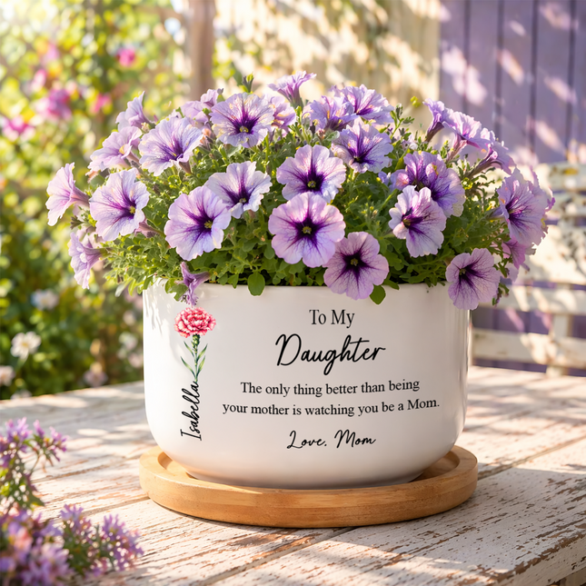 Watching You Be a Mom Personalized Plant Pot Gift For Daughter From Mom, Mommy To Be Gift