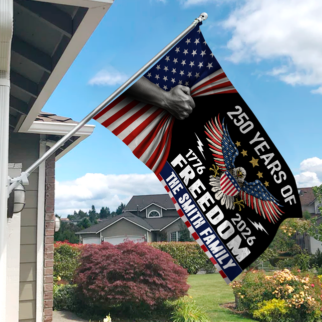 Custom Family Name Celebrate 250th Anniversary of America House Flag