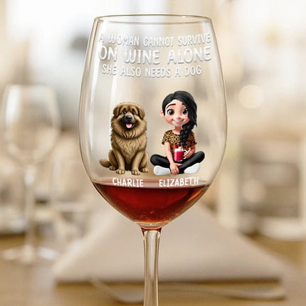 3D Effect A Woman Cannot Survive On Wine - Personalized Wine Glass