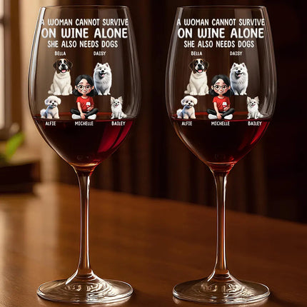 3D Effect A Woman Cannot Survive On Wine - Personalized Wine Glass