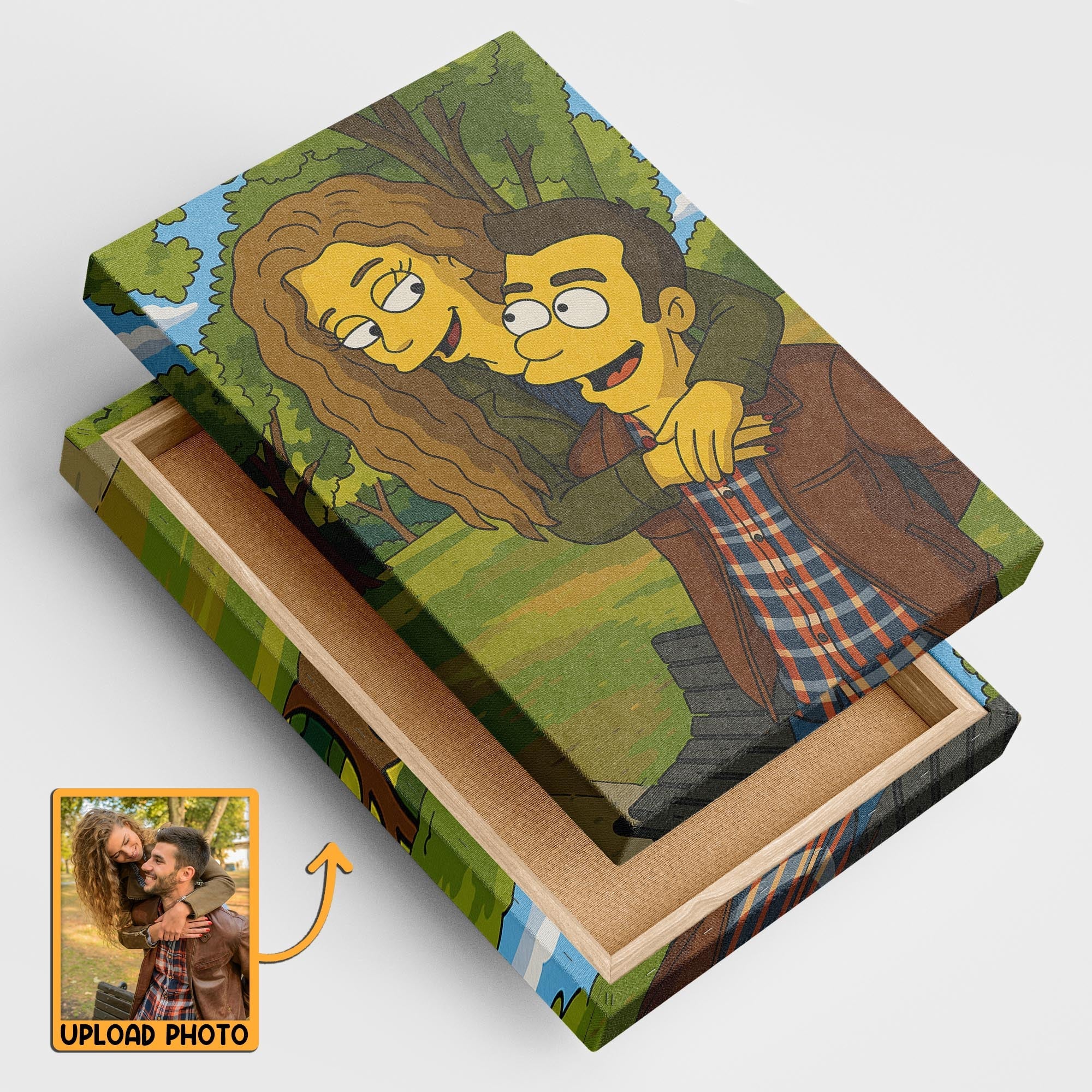 Simpsonize Couple Photo - Turn Your Photo to Simpsons Canvas - Gift For Couple, Him, Her