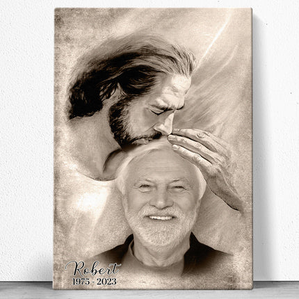Custom Photo Safe In The Arm Of Jesus Canvas - Remembrance Gift for Family, Grandparents