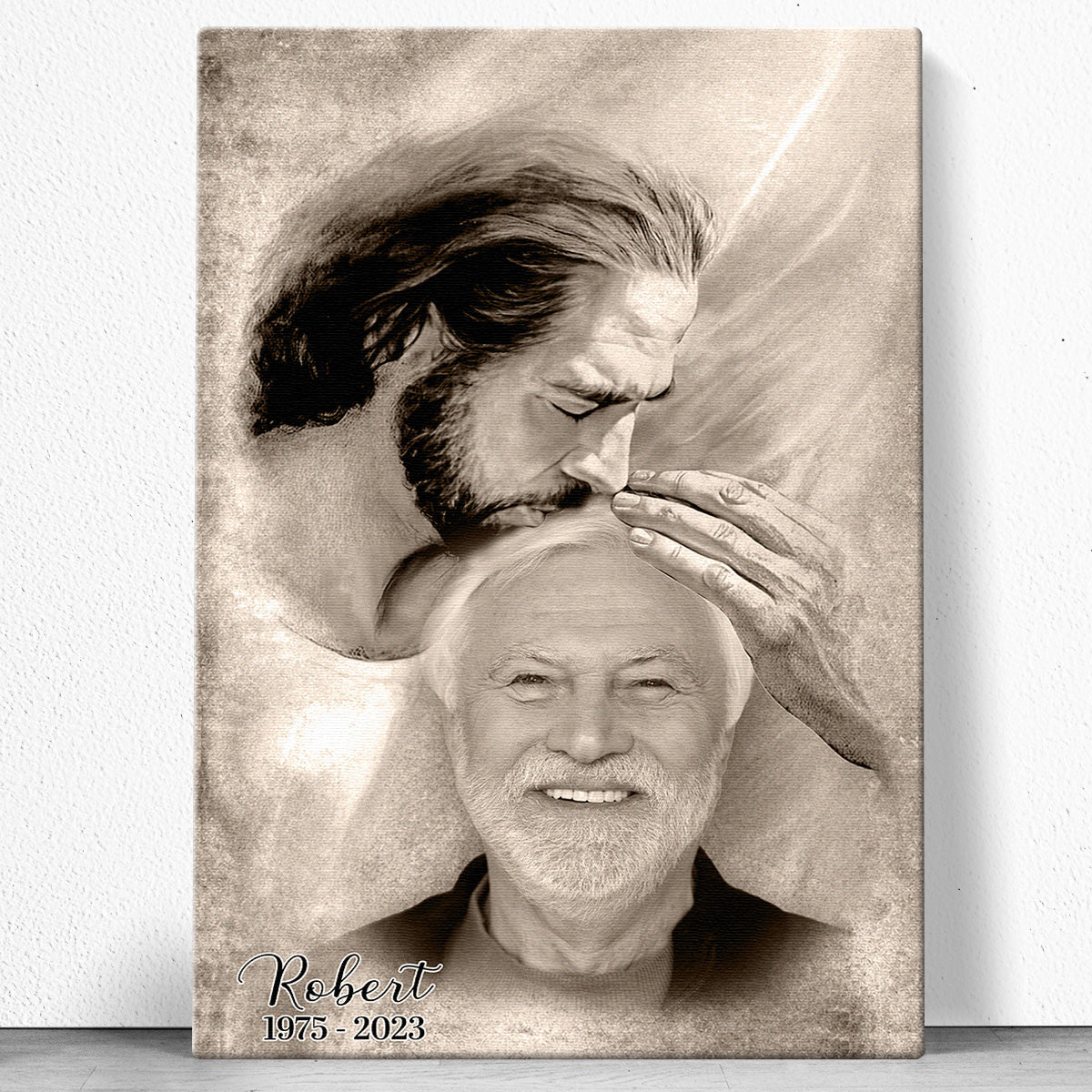 Custom Photo Safe In The Arm Of Jesus Canvas - Remembrance Gift for Family, Grandparents