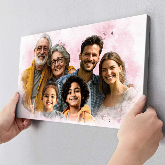 Family Portrait From Different Photos - Personalized Customized Canvas - Gift For Family Members