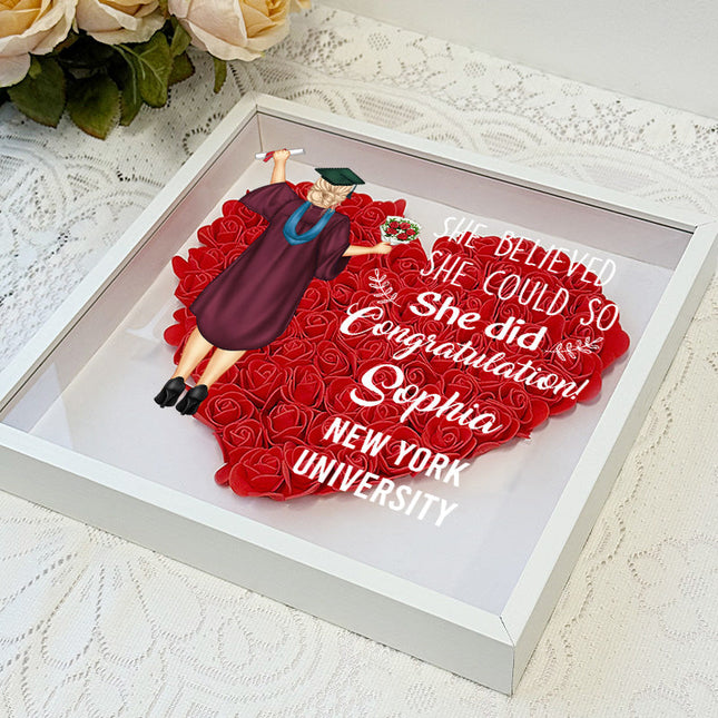 Happy Graduation- Personalized Customized Flower Shadow Box - Gift For Daughter Graduate