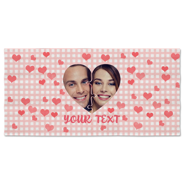 Custom Photo Love Filled Summer - Couple Gift - Personalized Custom Face Beach Towel