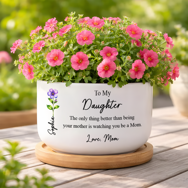 Watching You Be a Mom Personalized Plant Pot Gift For Daughter From Mom, Mommy To Be Gift