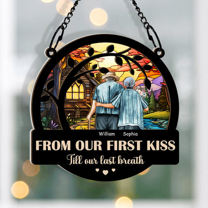 From Our First Kiss - Customized Personalized Window Suncatcher Ornament - Gift For Couple Husband Wife
