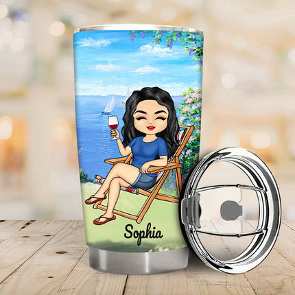 Drink In My Hand Toes In The Sand - Summer Vibe Tumbler - Gift For Friend Personalized Custom Tumbler