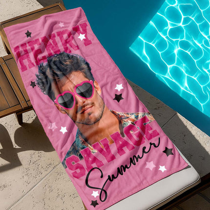 Custom Photo Savage Summer - Personalized Customized Beach Towel - Gift For Besties, BFF, Couple