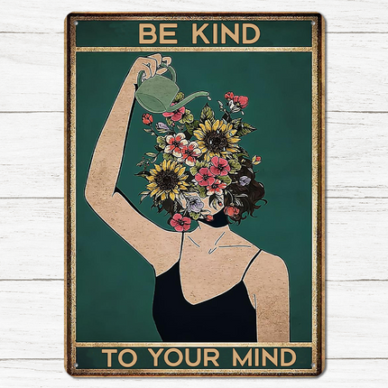 Artistic Portrait Watering Flowers -  Personalized Custom Metal Sign