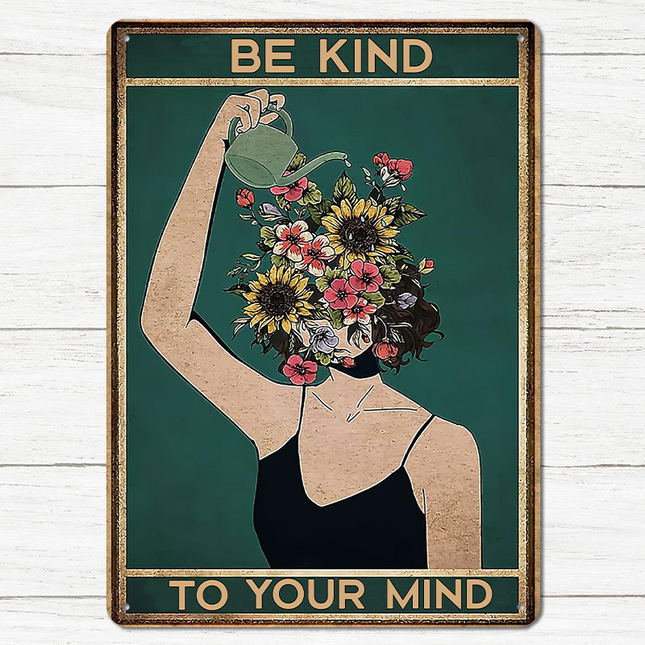 Artistic Portrait Watering Flowers -  Personalized Custom Metal Sign