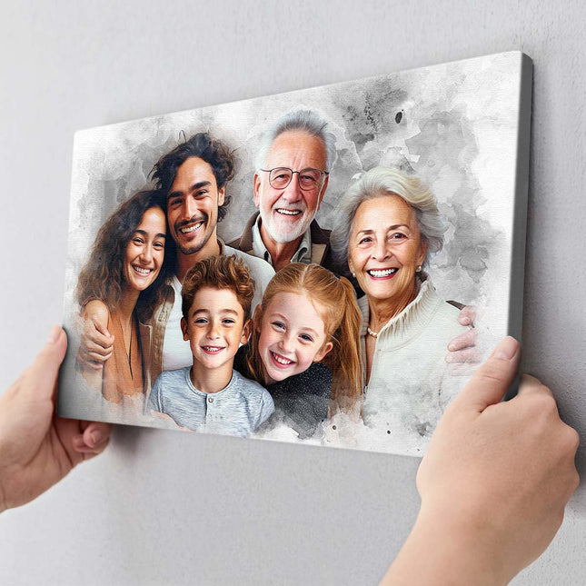 Add Deceased Loved One To Photo, Personalized Canvas, Combine Photos of Kid Family Portrait