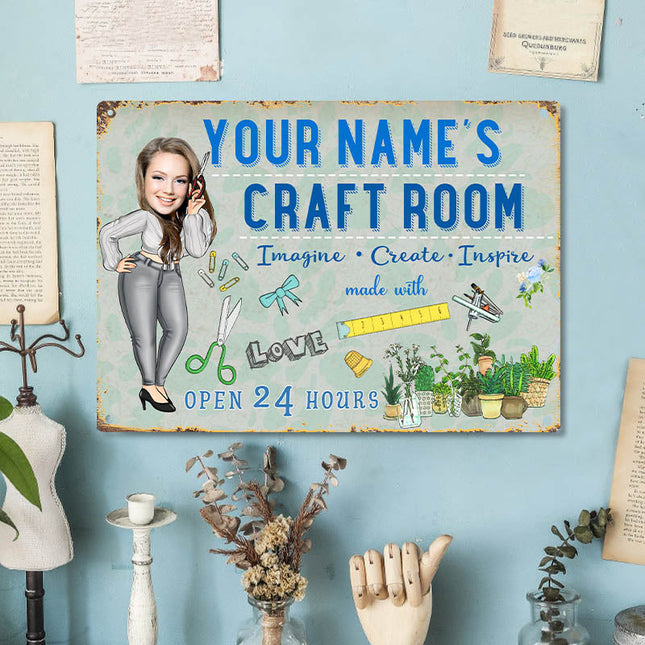 Custom Photo Craft Room Personalized Metal Sign - Gifts For Sewers - Birthday Gift Sewing Lover