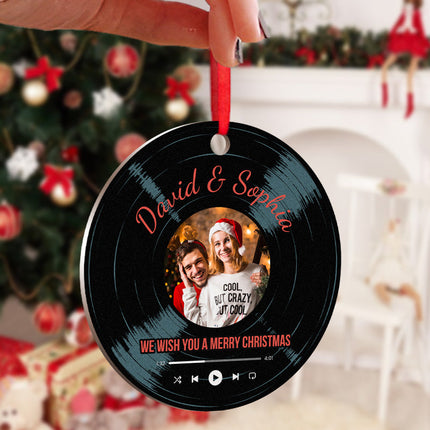 Custom Photo And Your Favorite Song - Christmas Gifts Personalized Custom Acrylic Ornament