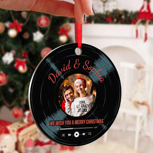Custom Photo And Your Favorite Song - Christmas Gifts Personalized Custom Acrylic Ornament