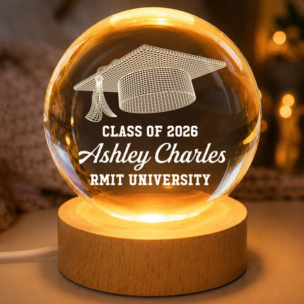 Class of Graduation Senior Cap Illusion - Personalized Crystal Ball LED Night Light -  Gift For Daughter, Son