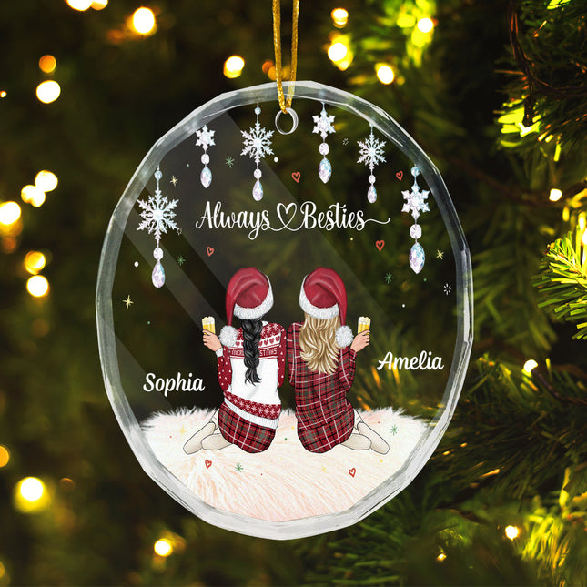 Always Besties - Personalized Glass Ornament - Gift For Bestie, Friend, Sister