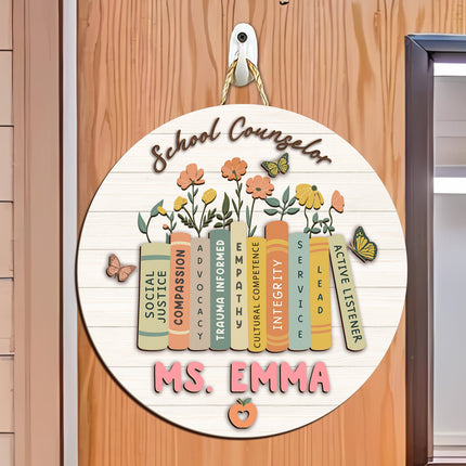 Personalized School Counselor Door Hanger Gift For Teacher