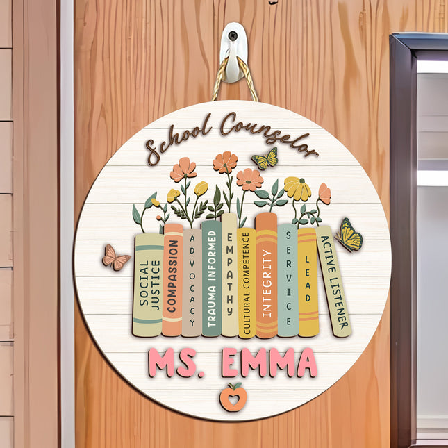 Personalized School Counselor Door Hanger Gift For Teacher