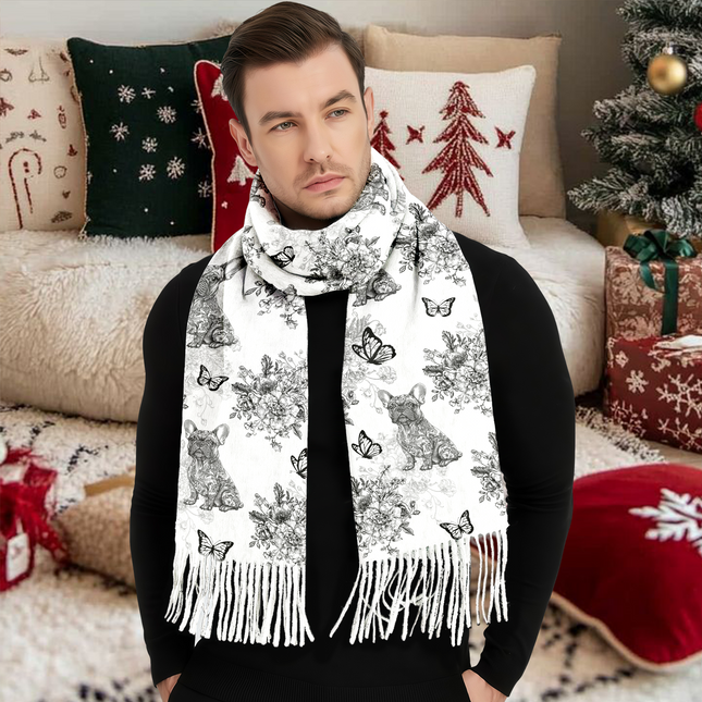 Personalized Dog Chinoiserie Toile De Jouy Style Scarf