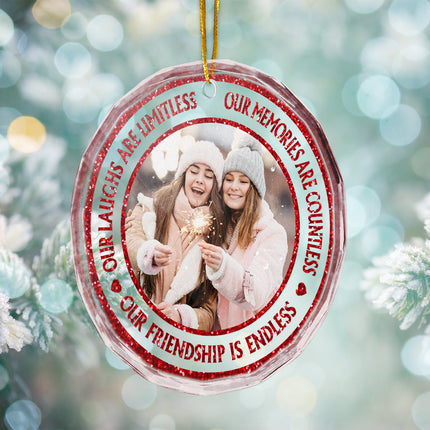 Bling Bling Glitter Custom Photo Ornament - Christmas Gift For Best Friends, Besties, Soul Sisters