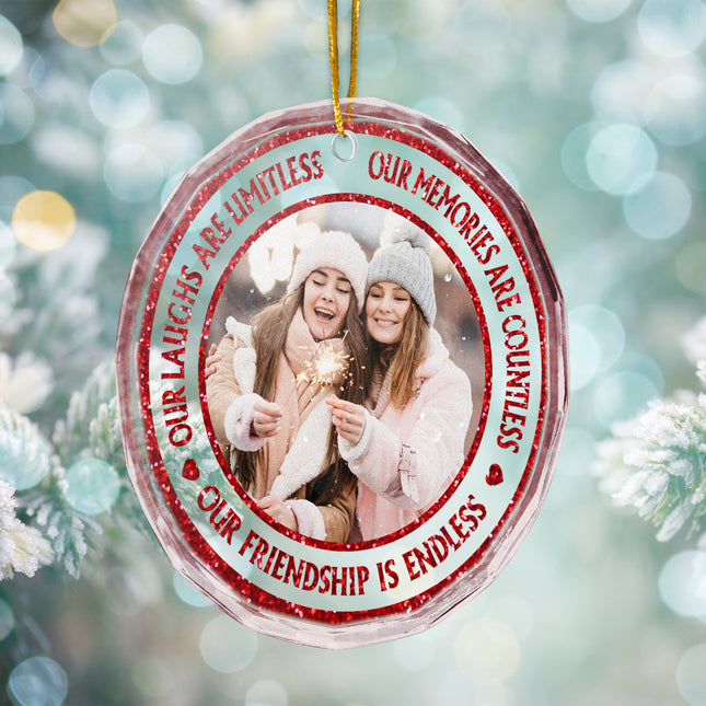 Bling Bling Glitter Custom Photo Ornament - Christmas Gift For Best Friends, Besties, Soul Sisters