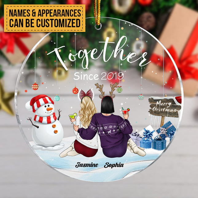 Together Since - Personalized Circle Acrylic Ornament - Christmas, Loving, Anniversary Gift For Couple, Husband, Wife