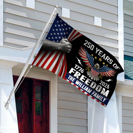 Custom Family Name Celebrate 250th Anniversary of America House Flag