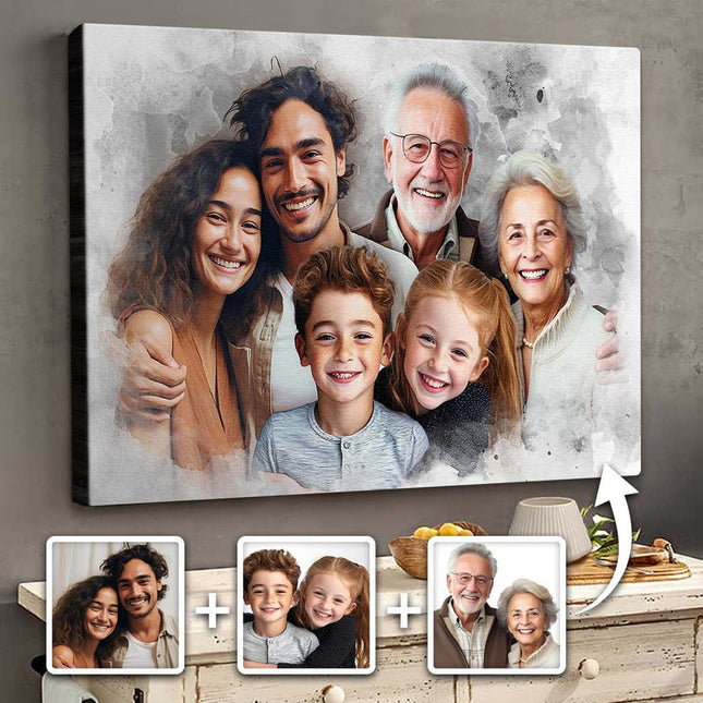 Add Loved One to Photo, Family Portrait From Different Photos, Combine Photos Canvas, Christmas Gift