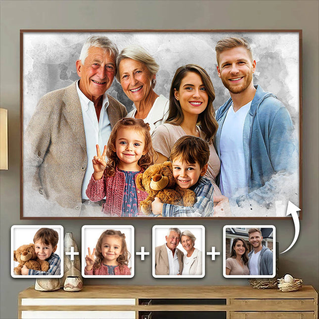 Add Deceased Loved One To Photo, Personalized Canvas, Combine Photos of Kid Family Portrait
