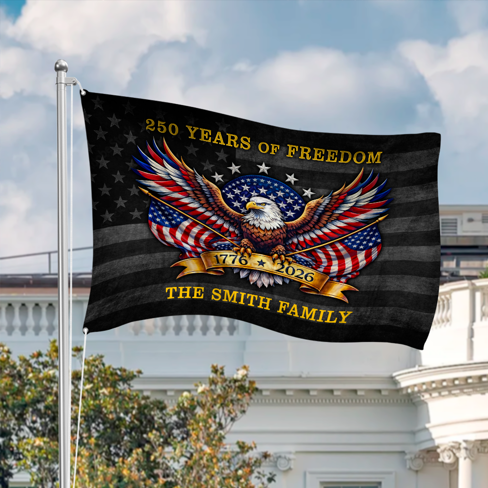 Personalized Family Name 250 Years Of Freedom America Banner House Flag