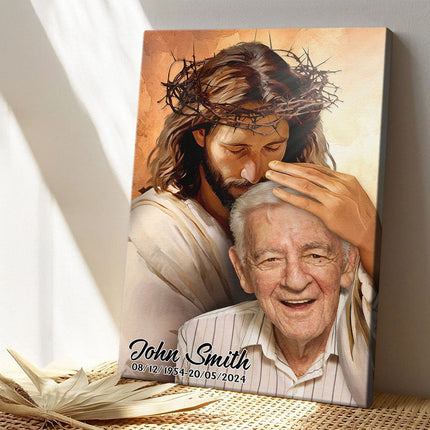 Custom Photo Portrait Safe In The Arms Of Jesus - Memorial Gift For Family Members, Grandma, Grandpa