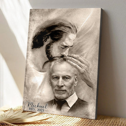 Custom Photo Safe In The Arm Of Jesus Canvas - Remembrance Gift for Family, Grandparents