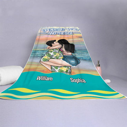 You And Me And The Sea - Beach Summer Beach Towel - Gift For Husband Wife - Gift For Couple