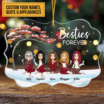 Besties Forever Christmas Tree - Personalized Acrylic Ornament - Christmas Gift For Besties, Sisters, Sistas