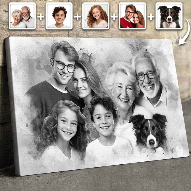 Custom Combine Photo Loved One, Family Portrait From Different Photos - Memorial Gift For Family Member