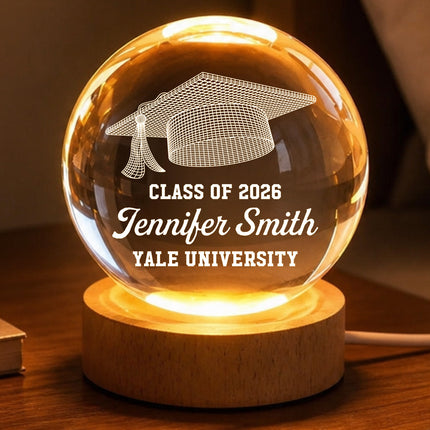 Class of Graduation Senior Cap Illusion - Personalized Crystal Ball LED Night Light -  Gift For Daughter, Son