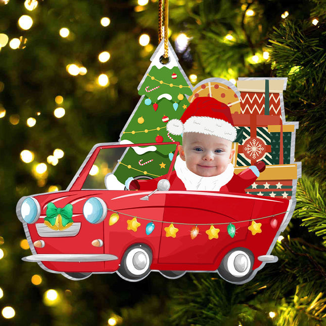 Kid Christmas Car, Personalized Acrylic Photo Ornament,  Christmas Gifts for Kids