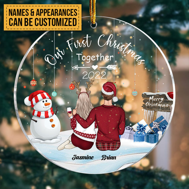 Together Since - Personalized Circle Acrylic Ornament - Christmas, Loving, Anniversary Gift For Couple, Husband, Wife