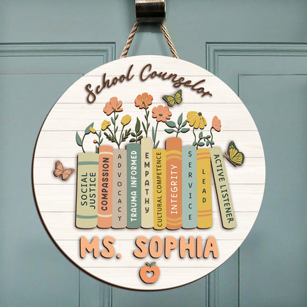Personalized School Counselor Door Hanger Gift For Teacher